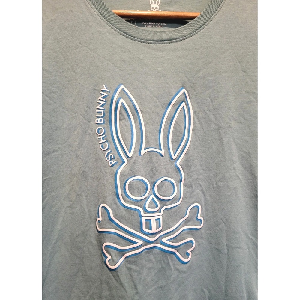 Psycho Bunny Blue Gresham Graphic Short Sleeve T Shirt Sz 7/XL - Picture 2 of 7